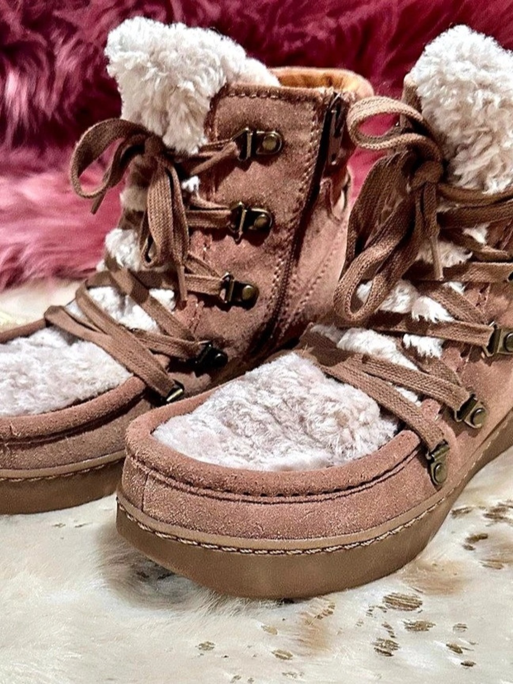 Zodiac Faux Shearling lined Bootie Suede Brown Winter Boots